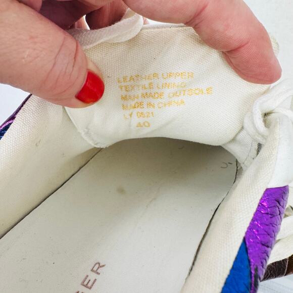 Kurt Geiger Metallic Rainbow Striped Women's Athletic Shoes - Picture 2 of 11